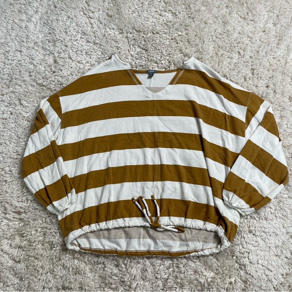 Aerie Size XS Tie Waist Thin Lightweight Striped Casual top